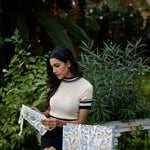 Hand Block Printed Gift Bags (Large) - Blue Stone - Chobham Flowers #