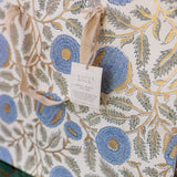 Hand Block Printed Gift Bags (Large) - Blue Stone - Chobham Flowers #