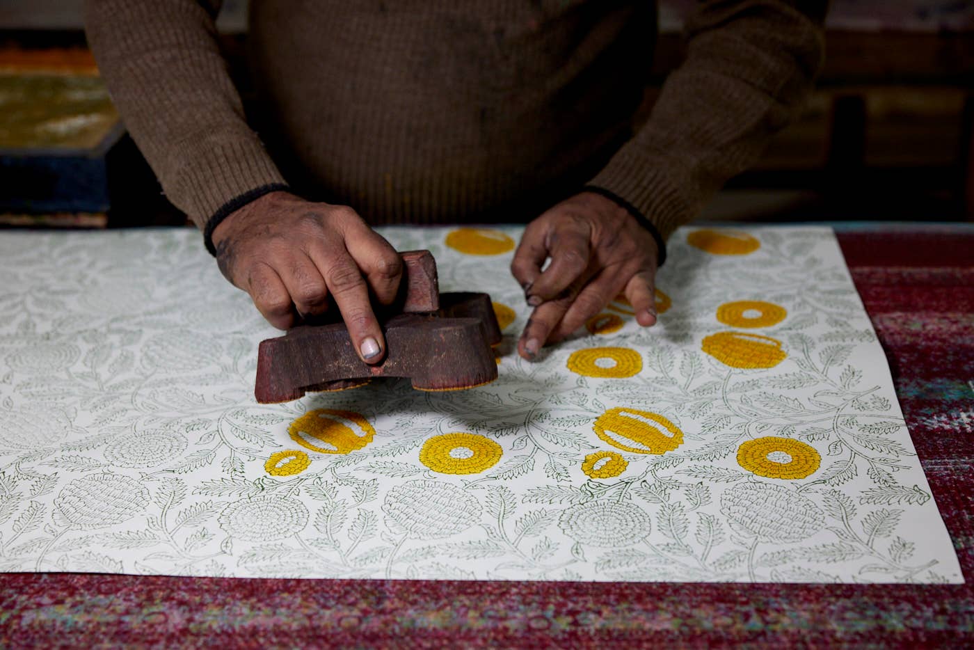 Hand Block Printed Gift Bags (Large) - Sunshine - Chobham Flowers #