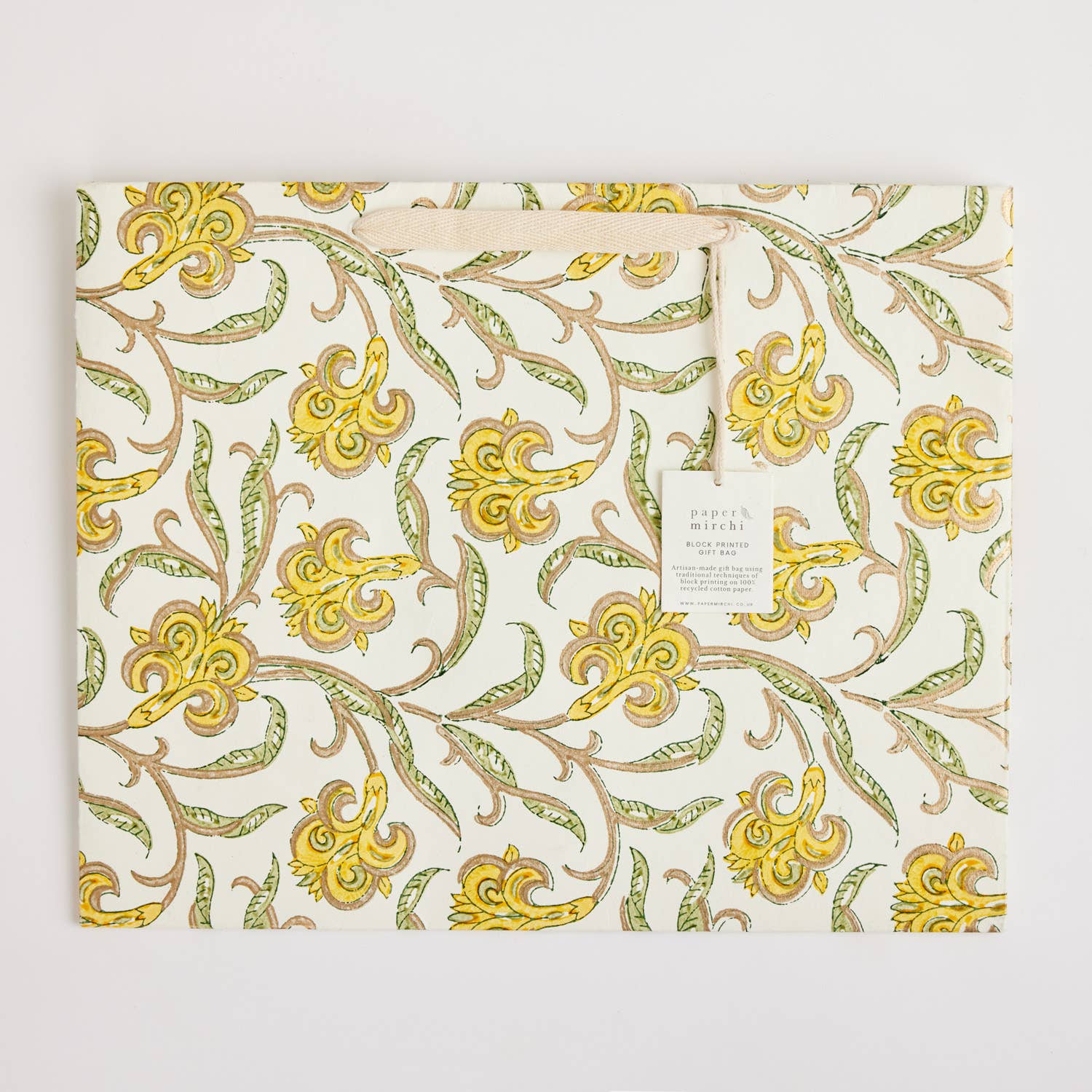 Hand Block Printed Gift Bags (Large) - Sunshine - Chobham Flowers #