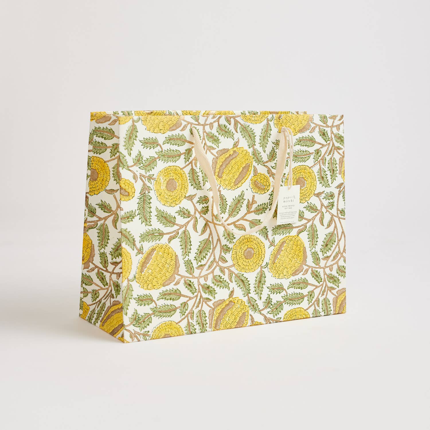 Hand Block Printed Gift Bags (Large) - Sunshine - Chobham Flowers #