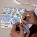 Hand Block Printed Gift Bags (Medium) - Blue Stone - Chobham Flowers #