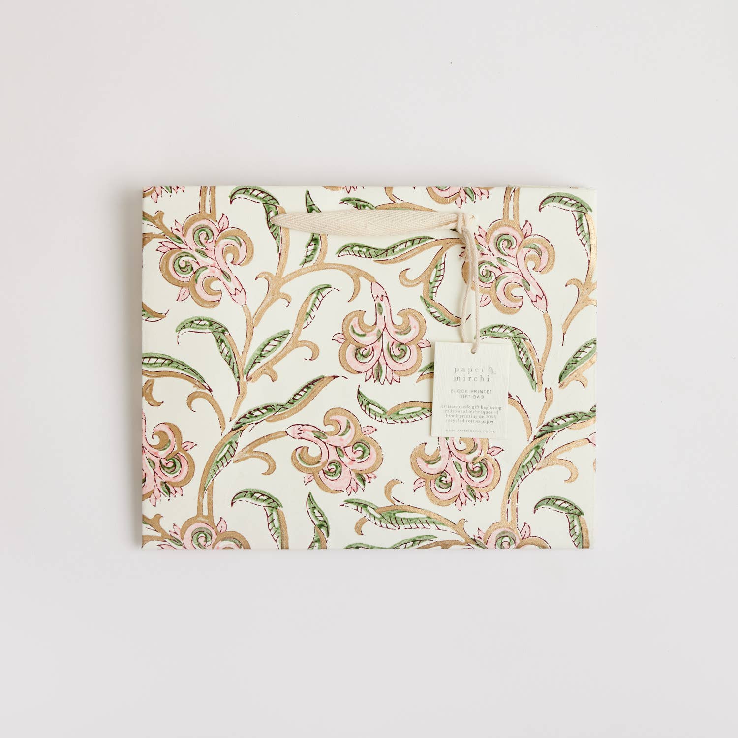 Hand Block Printed Gift Bags (Medium) - Blush - Chobham Flowers #