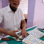 Hand Block Printed Gift Bags (Small) - Blue Stone - Chobham Flowers #
