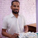 Hand Block Printed Gift Bags (Small) - Blue Stone - Chobham Flowers #