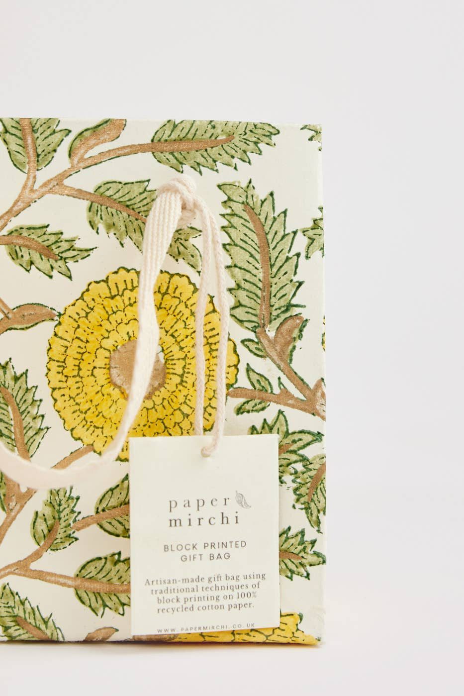 Hand Block Printed Gift Bags (Small) - Sunshine - Chobham Flowers #