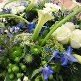 Blue & White Open Centre Heat - Funeral Flowers