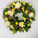 Yellow & Cream Rose Wreath | Funeral Flowers