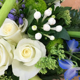 Blue & White Open Centre Heat - Funeral Flowers