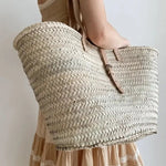 STRAW BAG Handmade Moroccan Basket with Leather - Chobham Flowers #