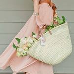 STRAW BAG Handmade with leather, French Market Basket - Chobham Flowers #Brown