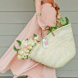 STRAW BAG Handmade with leather, French Market Basket - Chobham Flowers #Brown