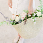 STRAW BAG Handmade with leather, French Market Basket - Chobham Flowers #Brown