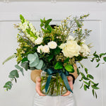 Timeless Elegance | White & Green Vase arrangement - Chobham Flowers #Humble
