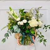 Timeless Elegance | White & Green Vase arrangement - Chobham Flowers #Humble