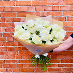 White Rose Handtied Bouquet - Chobham Flowers #Large - 15 Stems