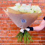 White Rose Handtied Bouquet - Chobham Flowers #Large - 15 Stems